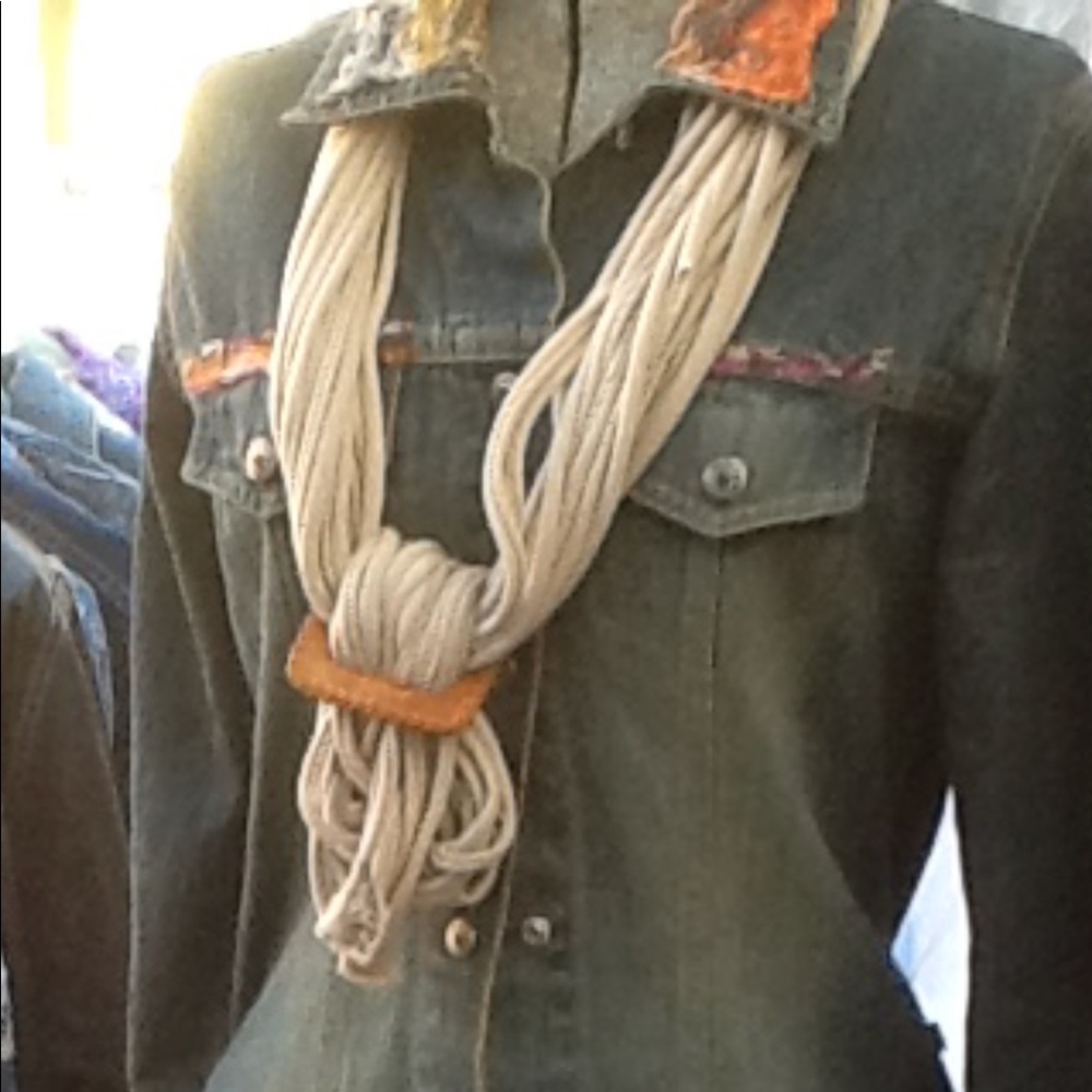 Upcycled 100% Colton noodle scarf necklace
